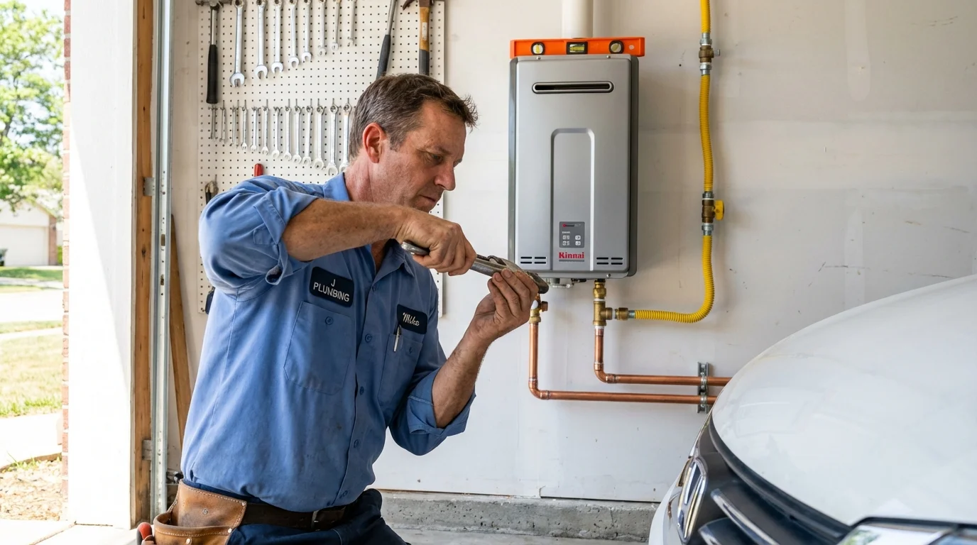 Tankless water heater installation by a Johns Plumbing LLC plumber in Stroud
